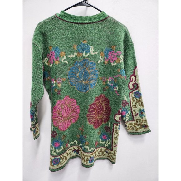 Vintage Cosetta Womens Green Tapestry Design Sweater Large Retro Pullover 90's - Picture 8 of 8
